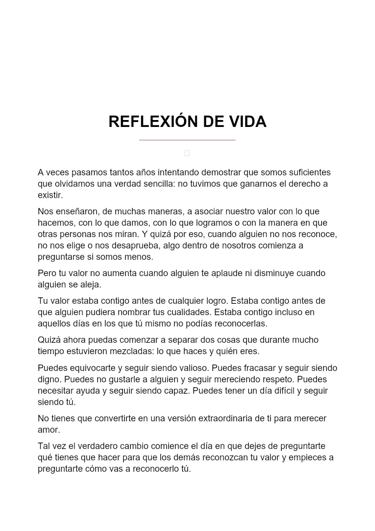Reflexión de vida